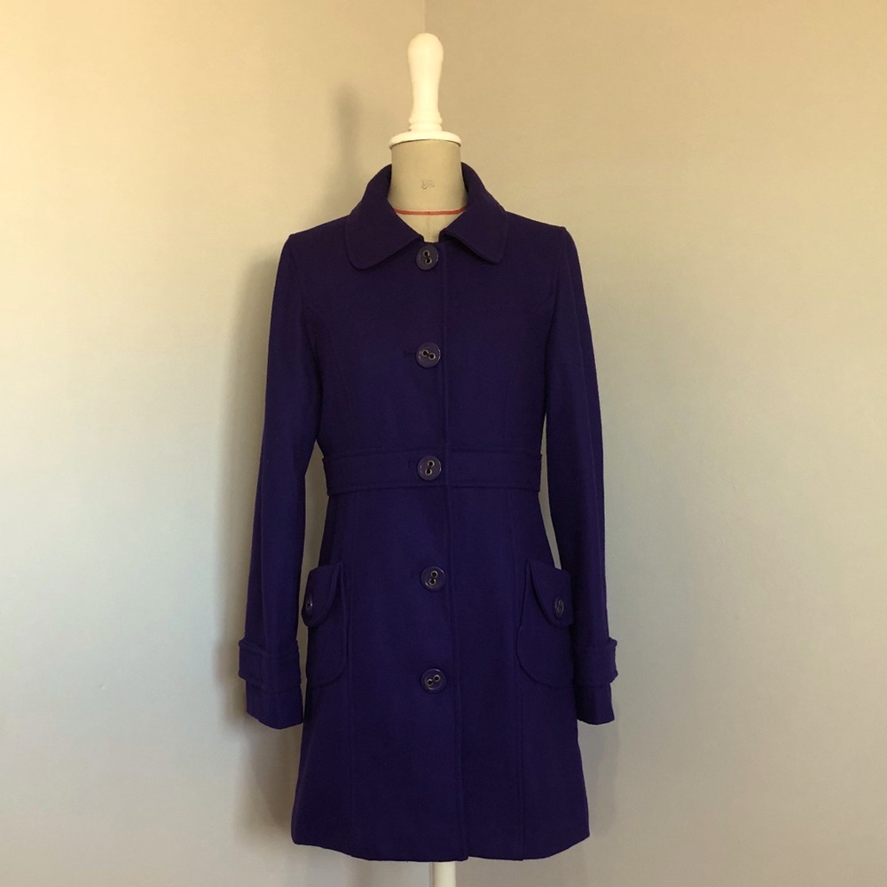 Nine West Purple Wool Coat Sz Medium